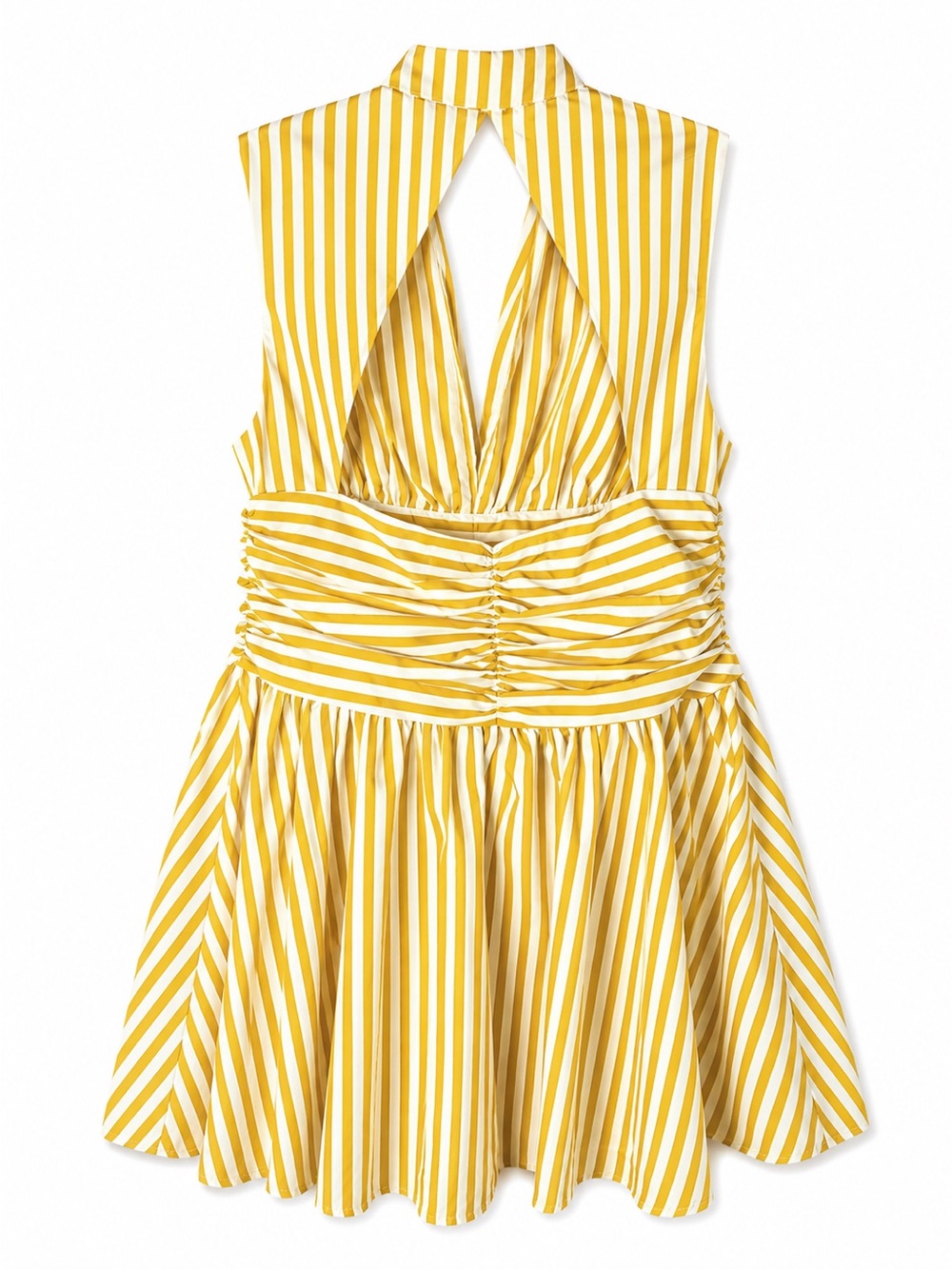 Micas ☀️Yellow & White Striped Halter Mini Dress – NWT - Picture 7 of 16